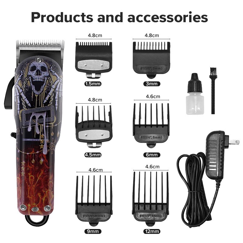 Kit de corte de pelo inalámbrico para hombre, máquina para cortar el pelo sin cables, recargable, para barbería, gran potencia