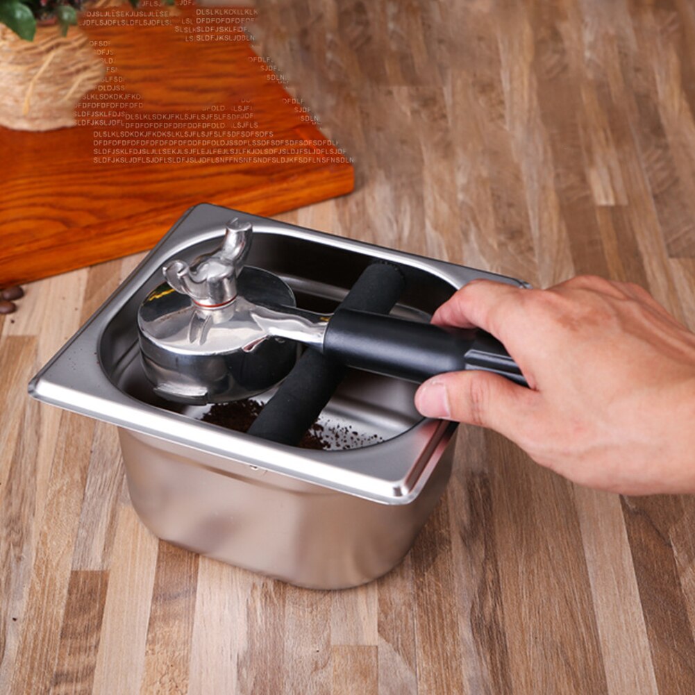 Bin Stainless Steel Coffee Knock Box Durable Home Use Silver Container Tray Practical Deep Coffee Supplies Kitchen Tool: S 17.5X16X10.5cm