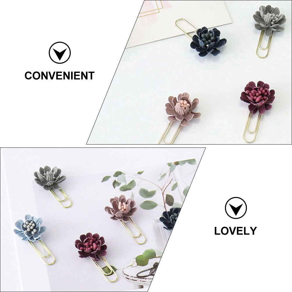8 Stuks Bloem-Vorm Paperclip Creatieve Papier Klemmen Document Organiseren Clips