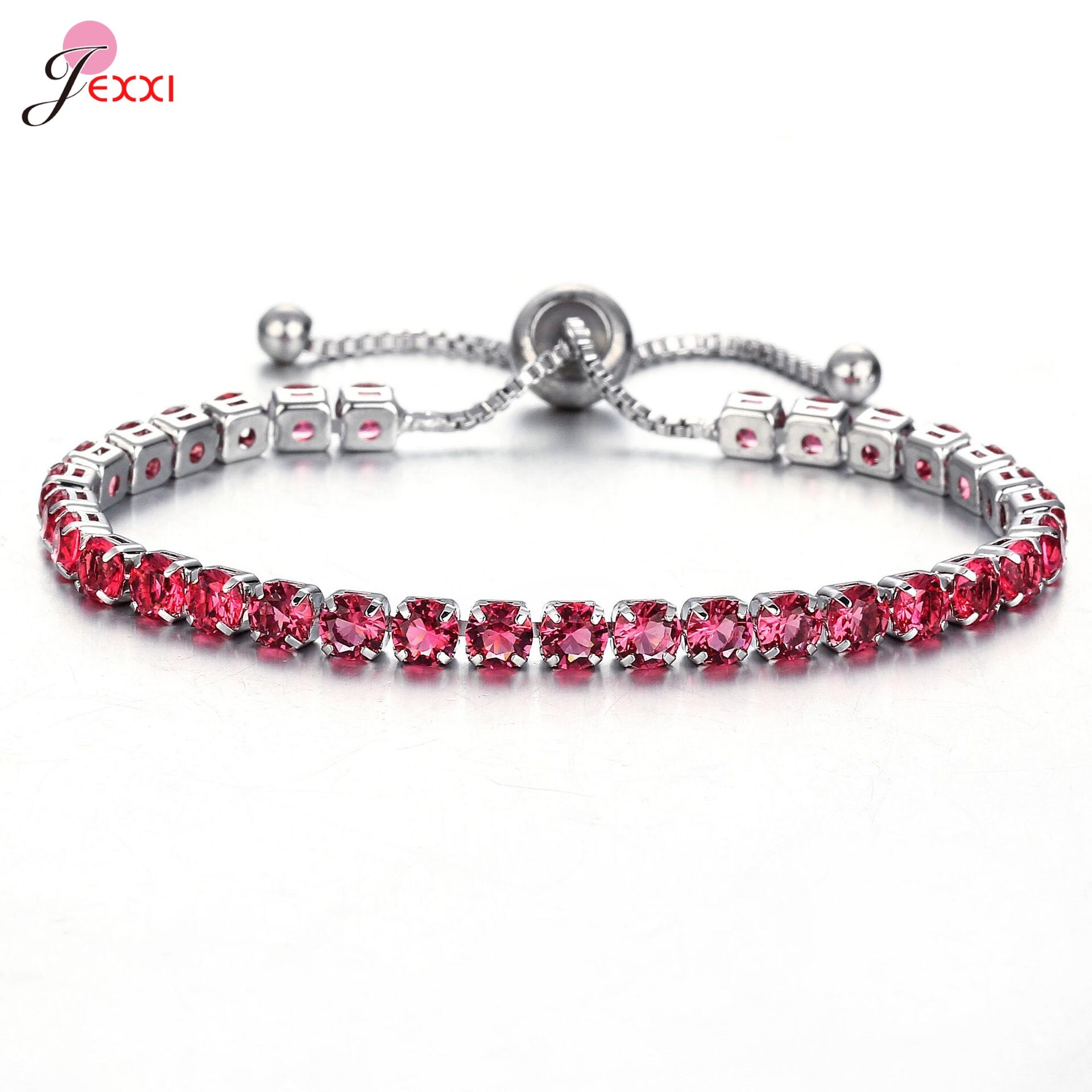 Genuine Austrian Crystal Bracelets For Women White CZ Stone Link Chain Charm Bracelet Best For Lover Wedding 925 Silver: 2-Y