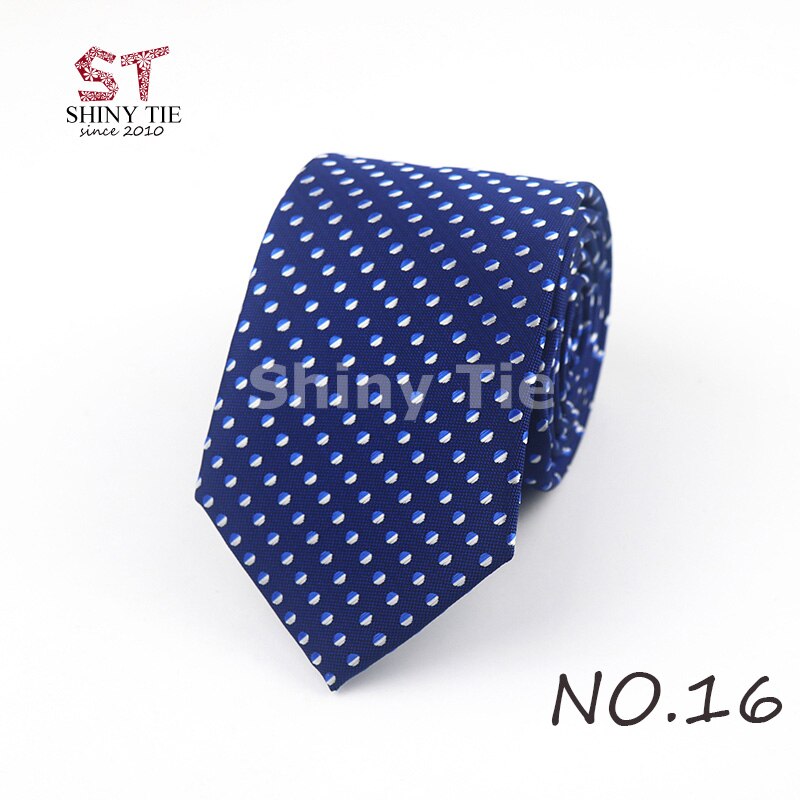 Menns polyester slips formell 7cm stripete hals slips business svart blå vintage gravatas for bryllupsfest dress: 16