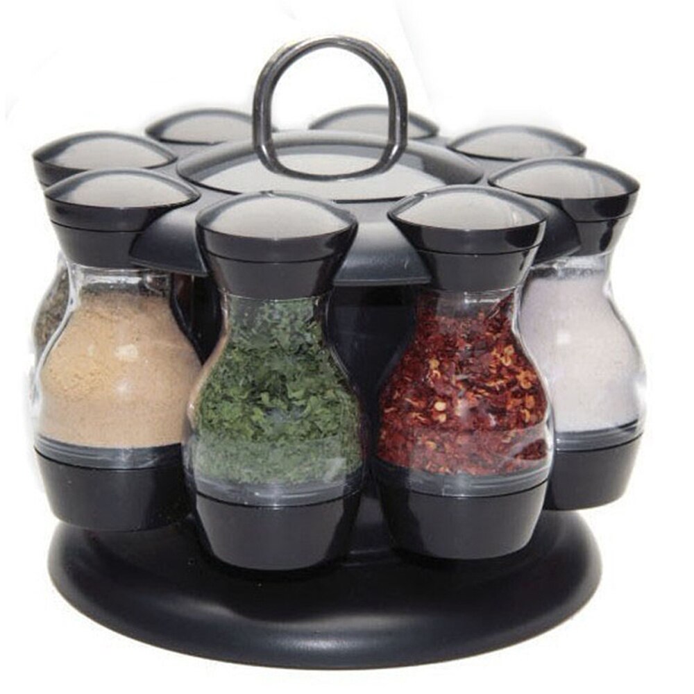 8/16PCS 360 Rotating Glass Bottle Set Seasoning Bottle Family Kitchen Restaurant Coffee Sugar Sealed Can Container Cack: 8 jar