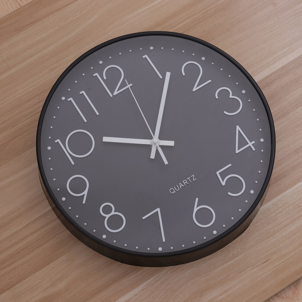 Wall Hanging Clock 3D Numbers Scale Wall Clock Mute Clock Living Room Clock without Battery (White)