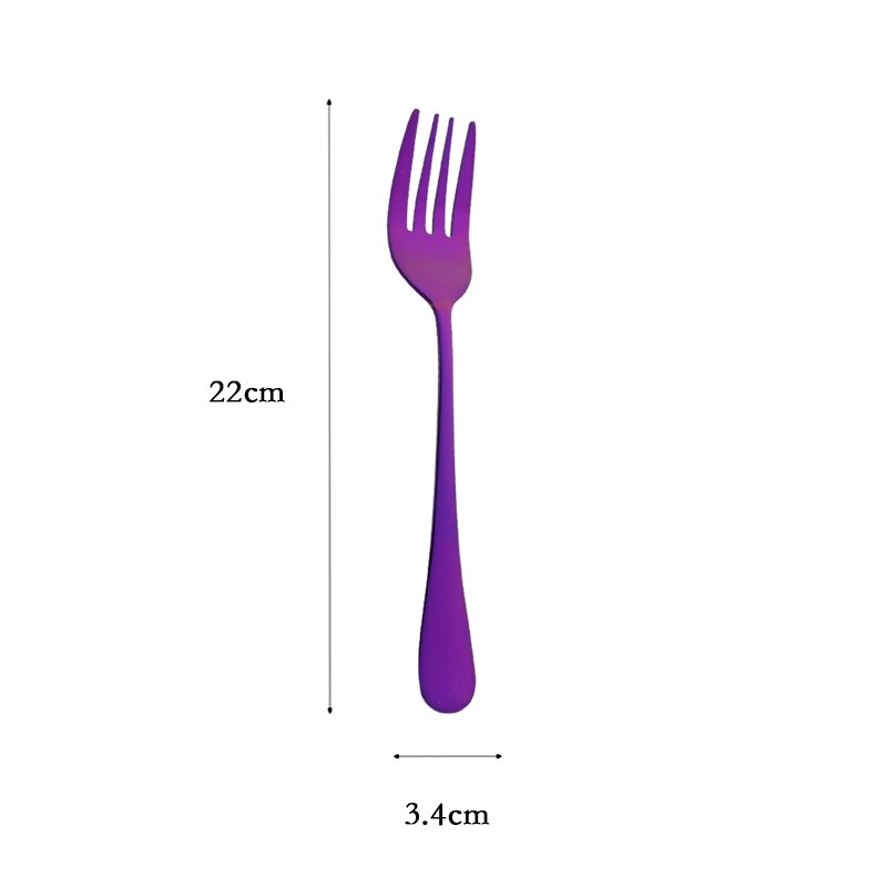 Purple Stainless Steel Dinnerware Set Soup Spoon Colander Spoon Service Spoon Salad Fork Cake Spatula Set Baking Accessories: 1Pc Service Fork