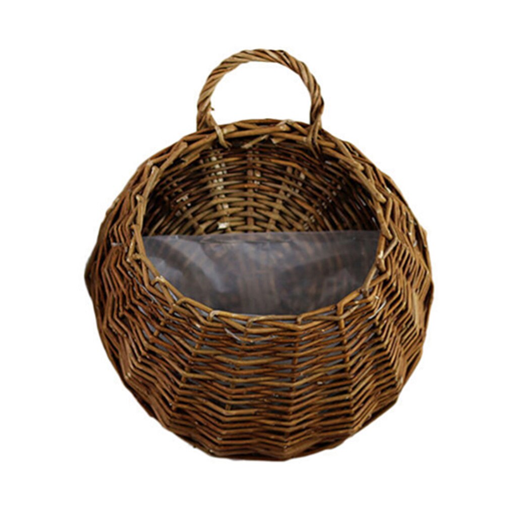 Newly Birds Nest Wall Hanging Basket Wicker Gardening Home Garden Wedding Wall Decoration FIF66: Raw skin -small