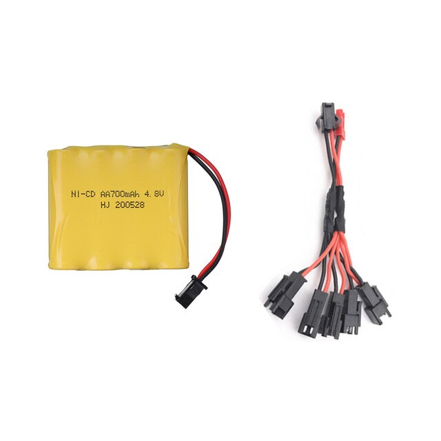 4.8V 700mAh NICD Battery and Charger Set For Remote Control Toys Electric Car Nicd 4.8V Volt Bateria SM-2P Plug: White