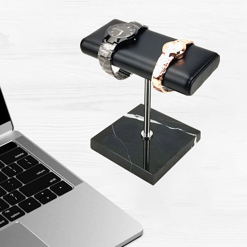 Watch Stand - Marble Base Metal Rod Display - Jewelry Bracelet Holder