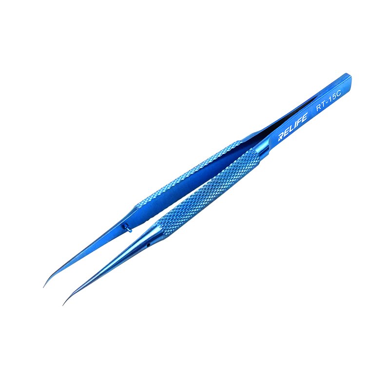 Relife RT-11C/15C Ultra Hoge Precisie Vliegende Draad Pincet 0.15Mm Recht/Gebogen Tip Speciaal Voor Vliegende Lijn telefoon Reparatie Tools: RT-15C Curved tip