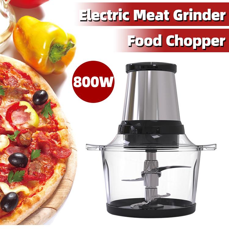 2 Speeds 800W Stainless steel 2L Capacity Electric Chopper Meat Grinder Mincer Food Processor Food Chopper Blender Slicer