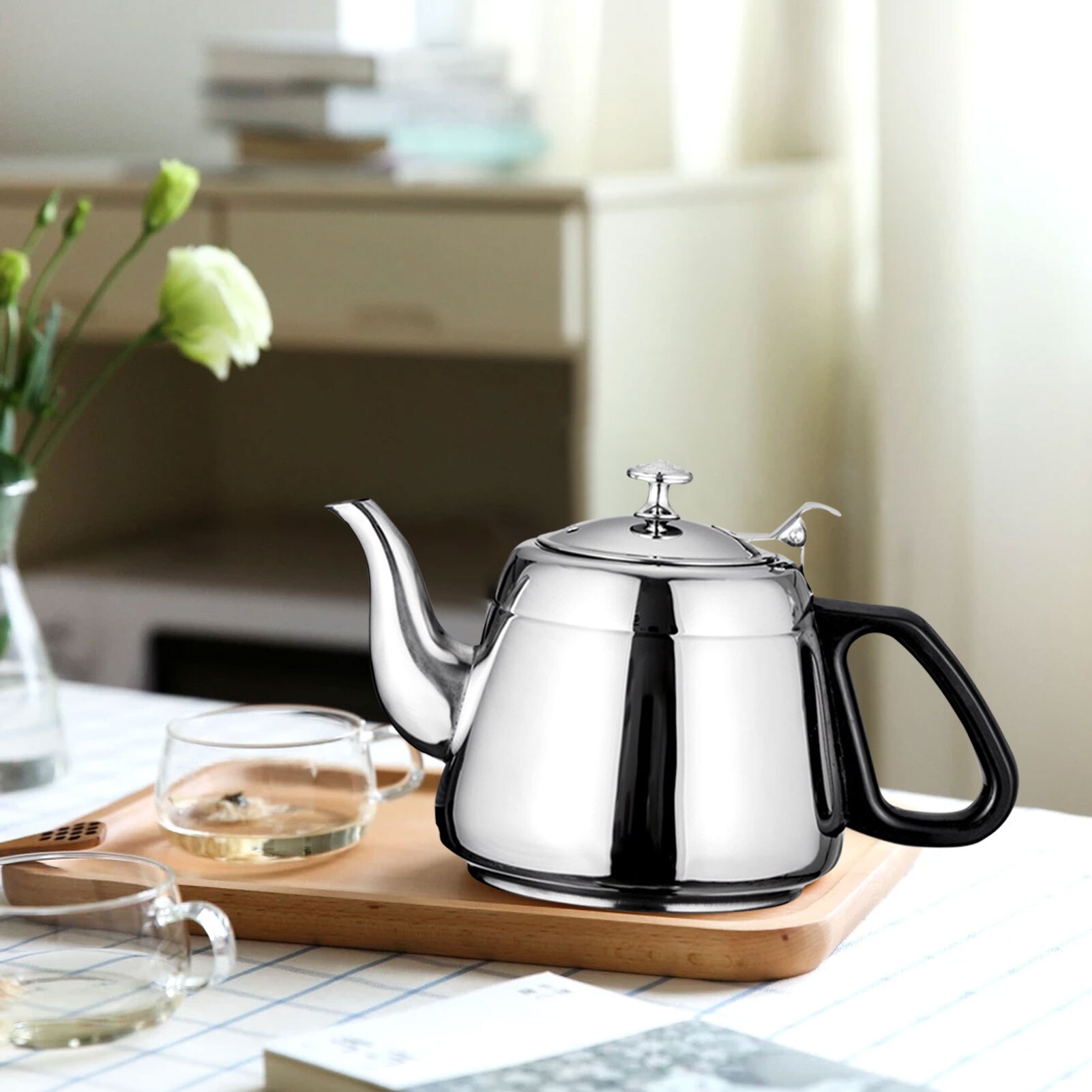 2L Tea Kettles Stainless Steel Food Grade Teapot With Heat-resistant Handle Blew Make Tea Boil Water Induction Cooker Gas Stove