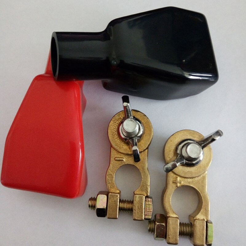 A Pair Of High Brand Battery Clamp Battery Connector Pure Copper Butterfly Nut Battery Clamp Battery Clamp: Add gasket