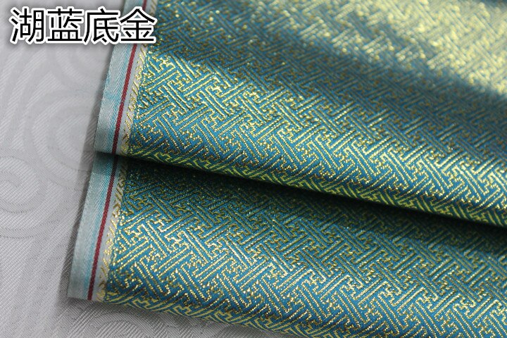 Robe de poupée cheongsam mongole en Satin, spirale carrée Vintage, Faux Satin, brocart de soie doré, tissu Jacquard, dentelle, bricolage: Gold and sea blue