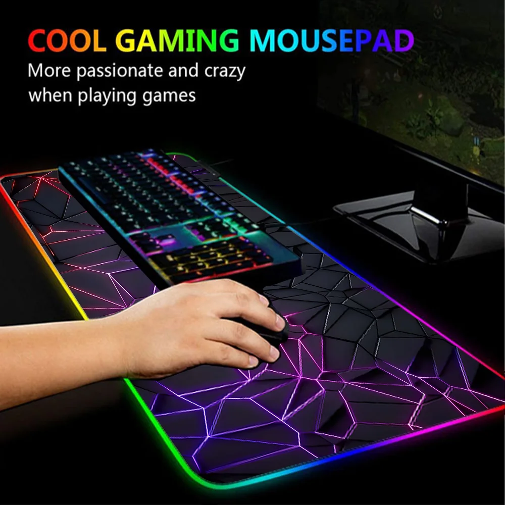 Gamer-Mauspad, RGB-LED-Mauspad, Geschwindigkeit 900 x 400, Mauspad, 800 x 300, große Teppiche, 1000 x 500 mm, Gaming-Zubehör, Beleuchtung, Gummimatten