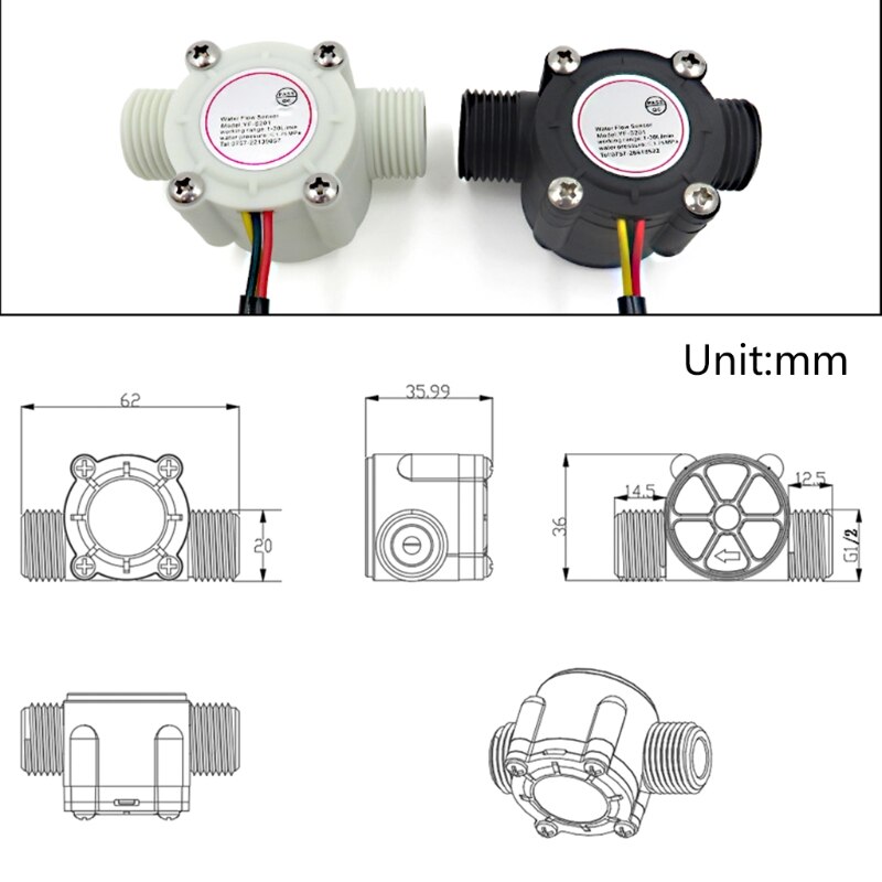 1-30L/min Water Flow Hall Counter/Sensor Water Control Water Flow Rate Switch