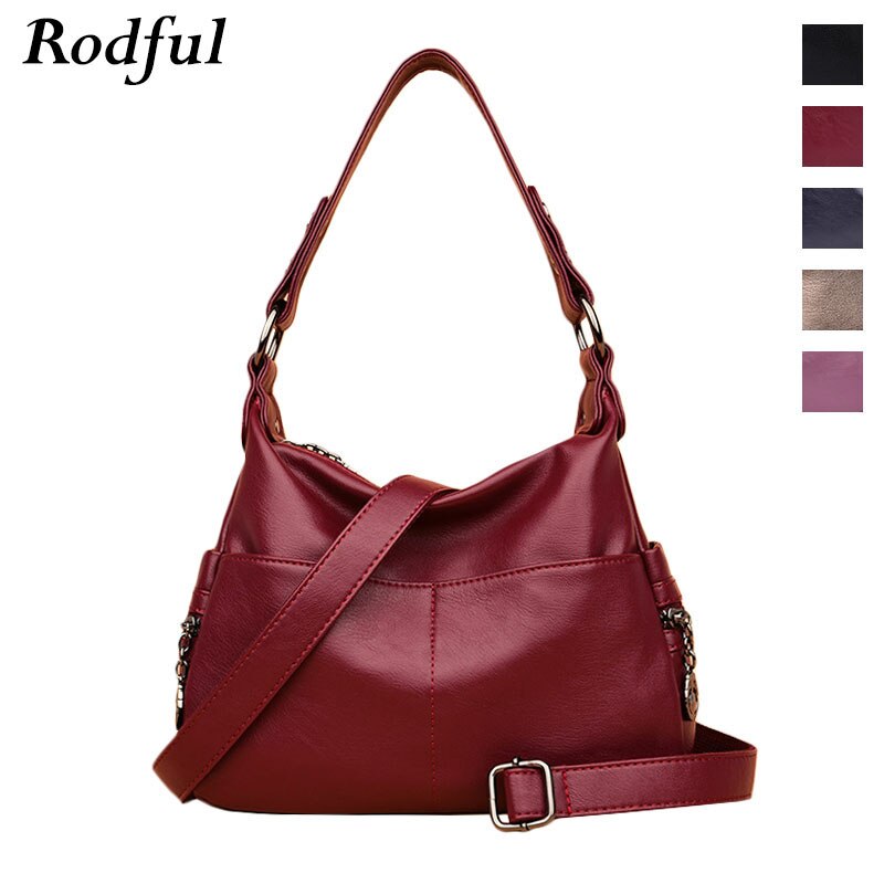 Casual female tote shoulder bag women's soft leather handbags ladies china black wine hand bag crossbody bags for women sac