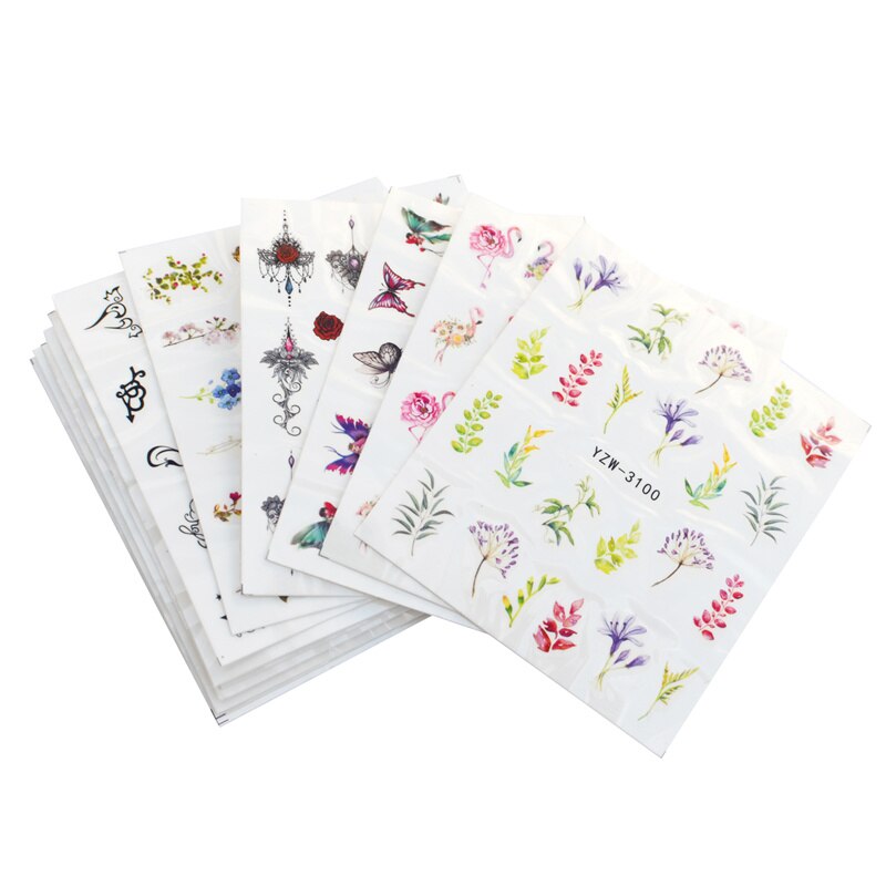 WUF 12 pièces autocollant pour ongles fleur filigrane curseur définit coloré vernis décalcomanies enveloppes pour manucure Nail Art accessoire