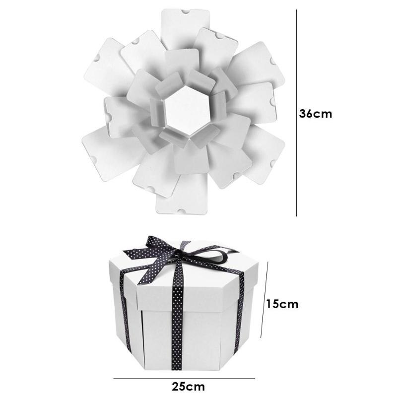 Caja Hexagonal sorpresa DIY para álbumes de fotos, álbum de recortes, aniversario, de Navidad, personalización de fotos: Blanco