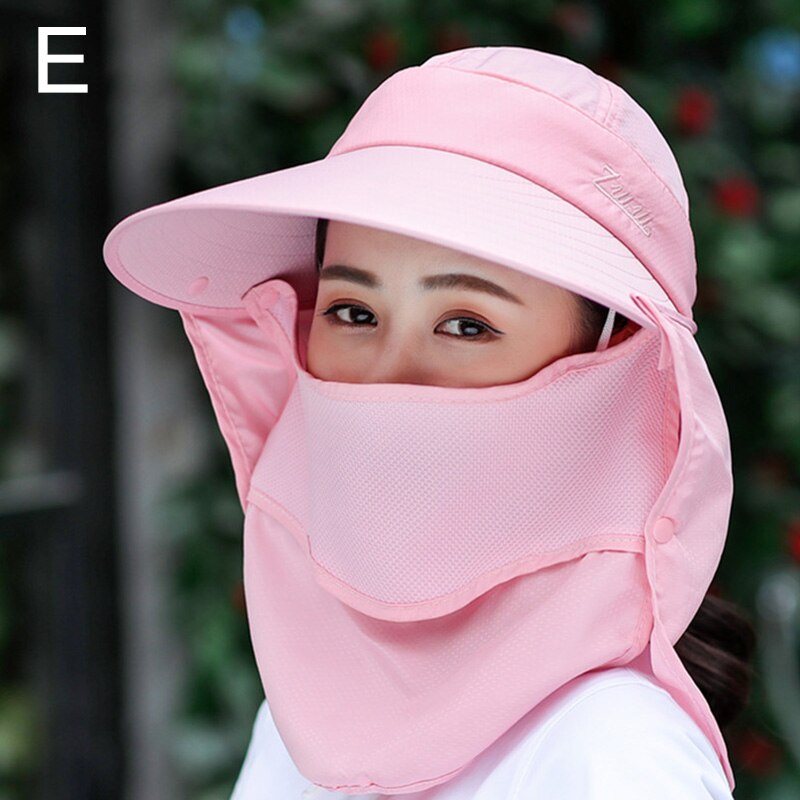 Gorra con protección solar para mujer, gorros de sol anchos a la , protección de rostro Cuello, gorros plegables para playa, protección Uv, conducción al aire libre: 05