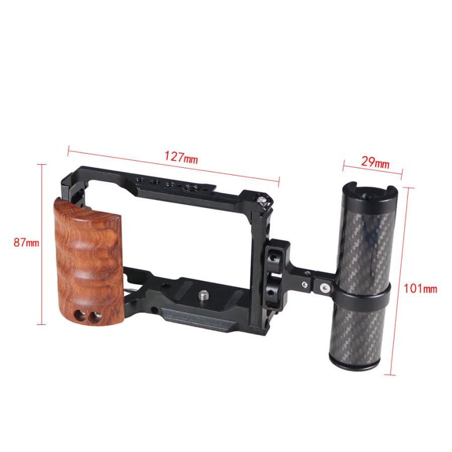 Quick Release L Plate Holder Wooden Handle Protective Hand Grip Camera Bracket ZVE10 Camera Cage Rig For Sony ZV-E10 DLSR Camera: with 100mm Handle