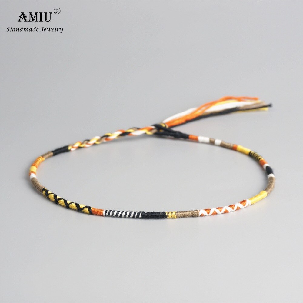 Amiu handgjorda vävda bomullstråd boho choker halsband wrap justerbar vintage choker bohemian halsband