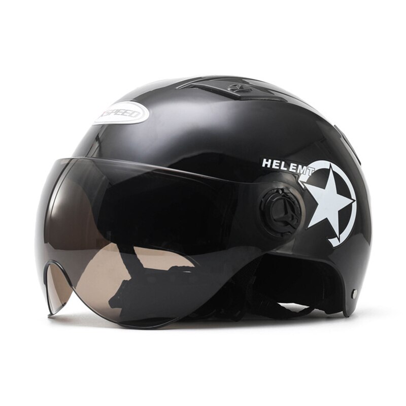 Elektrische Auto Helm Scooter Bike Open Gezicht Half Baseball Cap Anti-Uv Veiligheid Harde Hoed Fietshelm Verstelbare H7J: Black