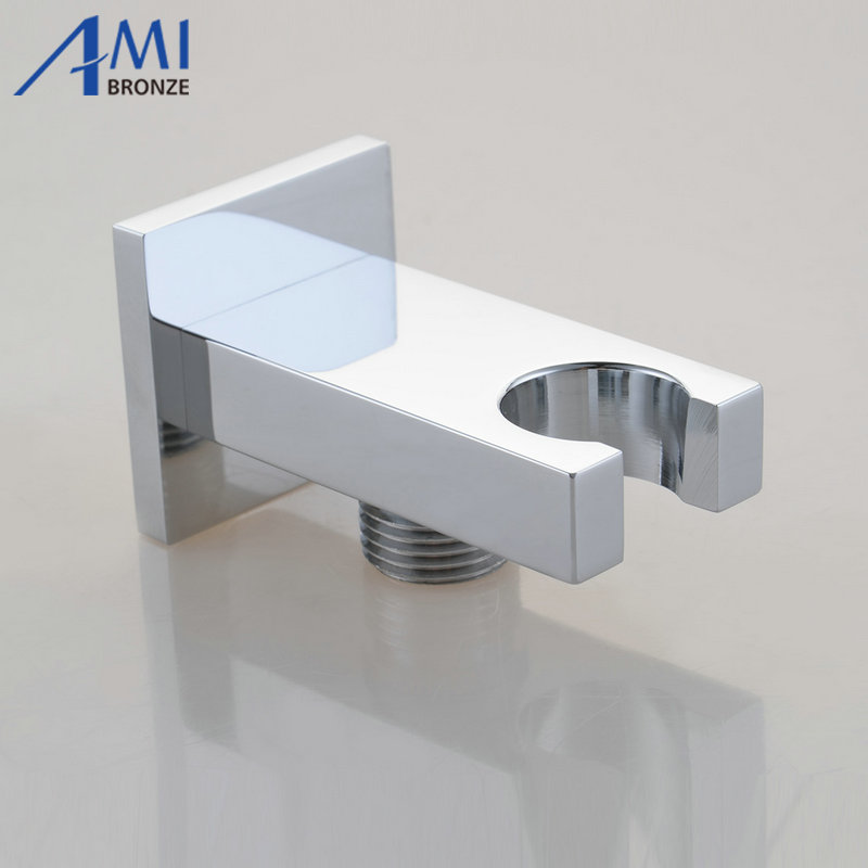 Hand Shower Hook Chromed Polish Shower Seat Solid Brass G1/2" With Shower Hose Connector Shower Mounting Brackets