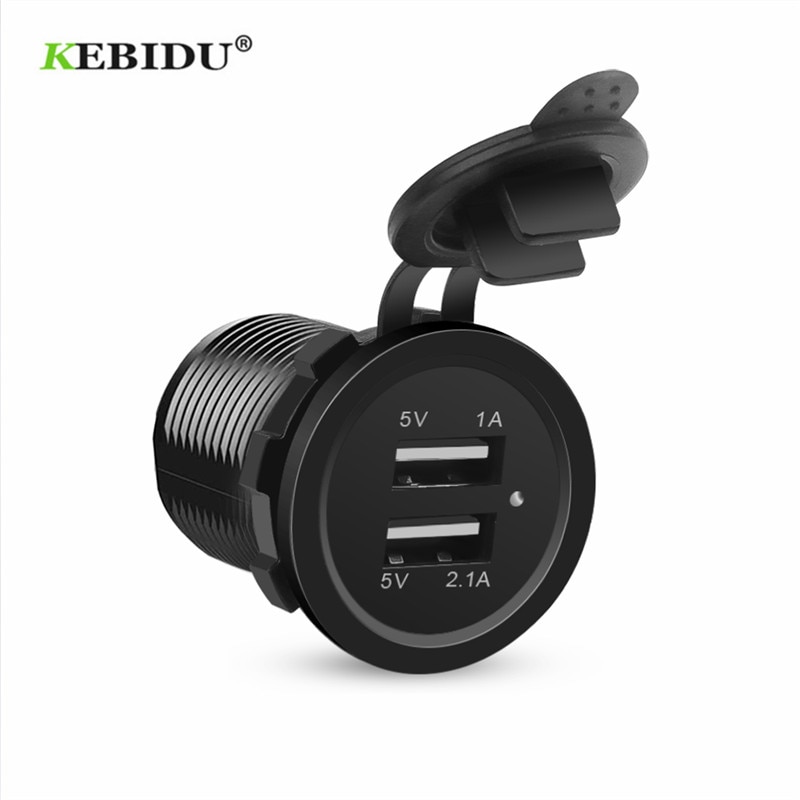 KEBIDU Universal Car Charger Cigarette Lighter USB Vehicle DC12V-32V Waterproof Dual USB Charger 2 Port Power Socket 5V 2.1A/1A