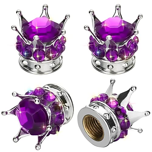 4 Pcs Crown Tire Valve Stem Caps Bling Crystal Rhinestone Universal Chrome Crown Vehicle Car Tire Caps Covers Autos Accesorios: Gold