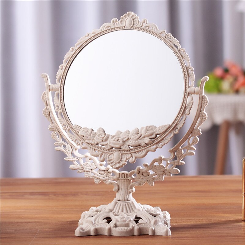 Desktop Makeup Mirror Double-sided Beauty Vanity Mirrors European Style Retro Household Princess Mirror Bracket Lady Mirrors