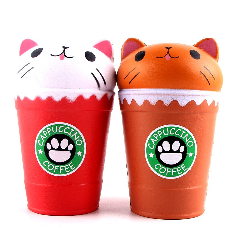 Squish Antistress Kawaii Squishies Langzaam Stijgende Jumbo Geurende Cappuccino Cup Kat Grappig Speelgoed Voor Kinderen Jongens En Meisjes