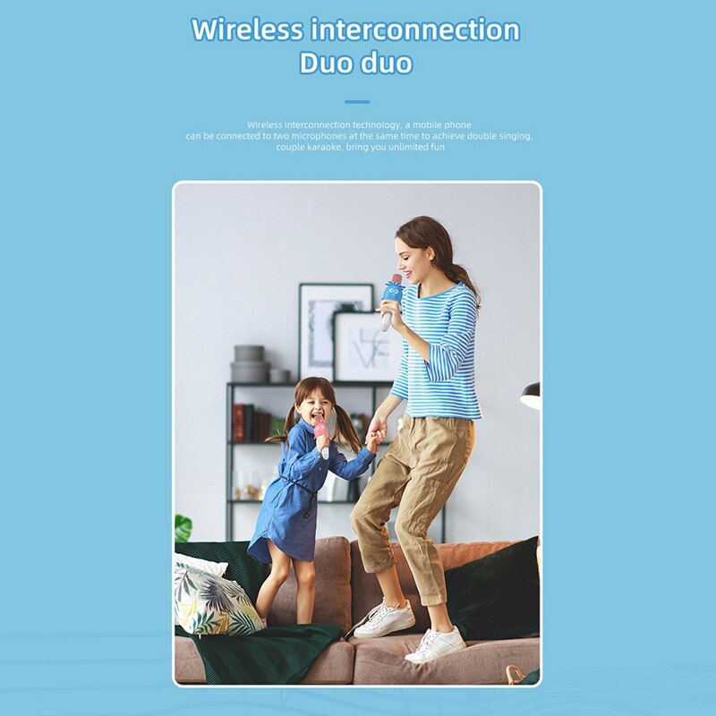 Wireless Bluetooth Microphone Handheld Condenser Mic Speaker with LED Lights Record Function Karaoke Mic for Kids