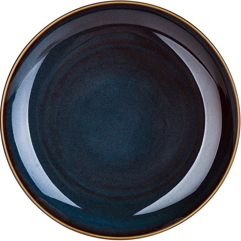 Dim Deep Blue Color Ceramic Tableware European Retro Glazed Dinnerware Pottery Porcelain Dish Plate Household Rice Dish