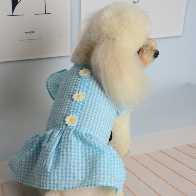 Vestido de cachorro vestido de verão para animais de estimação daisy imprimir roupas filhote de cachorro vestido de princesa saia para cães pequenos chihuahua