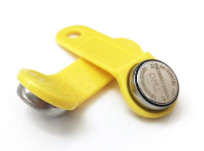 ! 100 pcs Dallas DS1990A DS1990 F5 Serienummer iButton I-Knop elektronische sleutel IB tag kaarten fobs w/ handvat: yellow