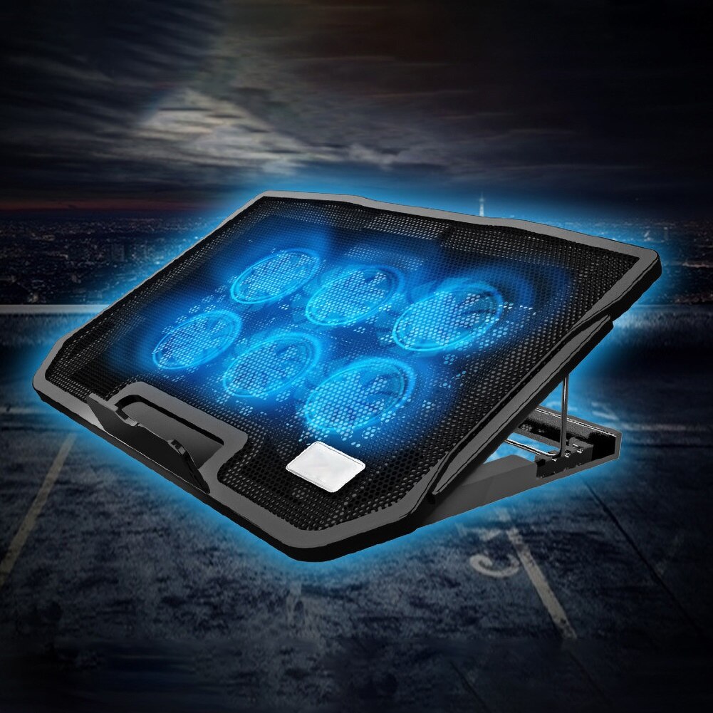 Gaming Laptop Cooler Notebook Cooling Pad 6 Stille Led Fans Krachtige Luchtstroom Draagbare Verstelbare Laptop Stand