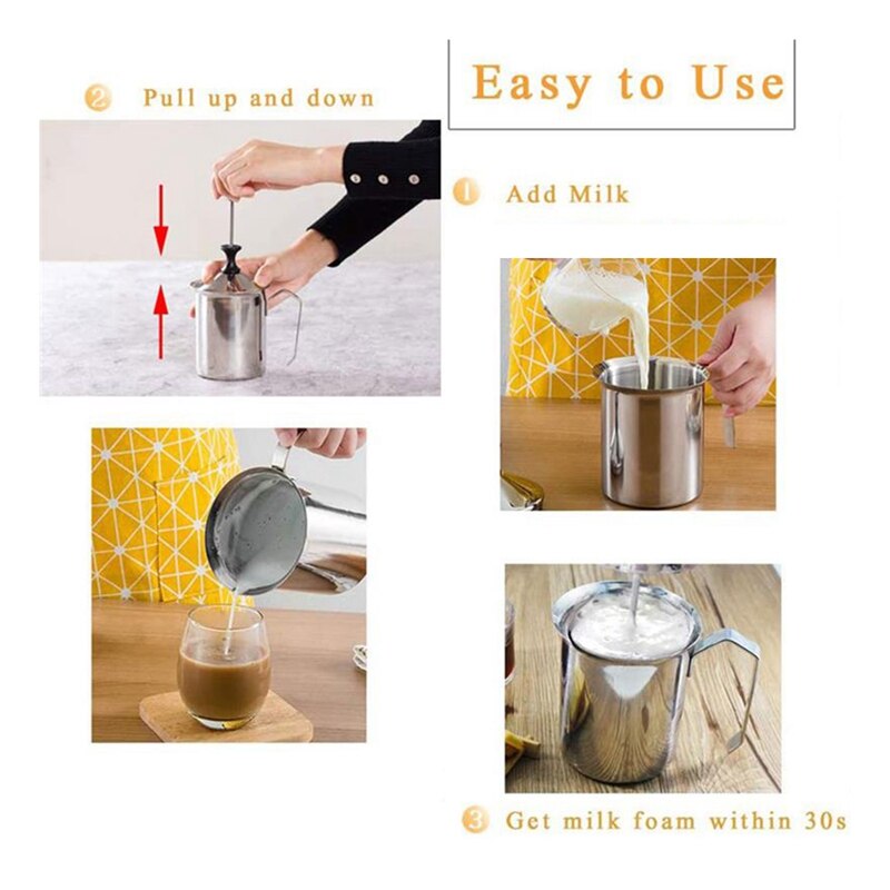 Montalatte in acciaio inossidabile da 500ML montalatte manuale doppio montalatte montalatte per caffè