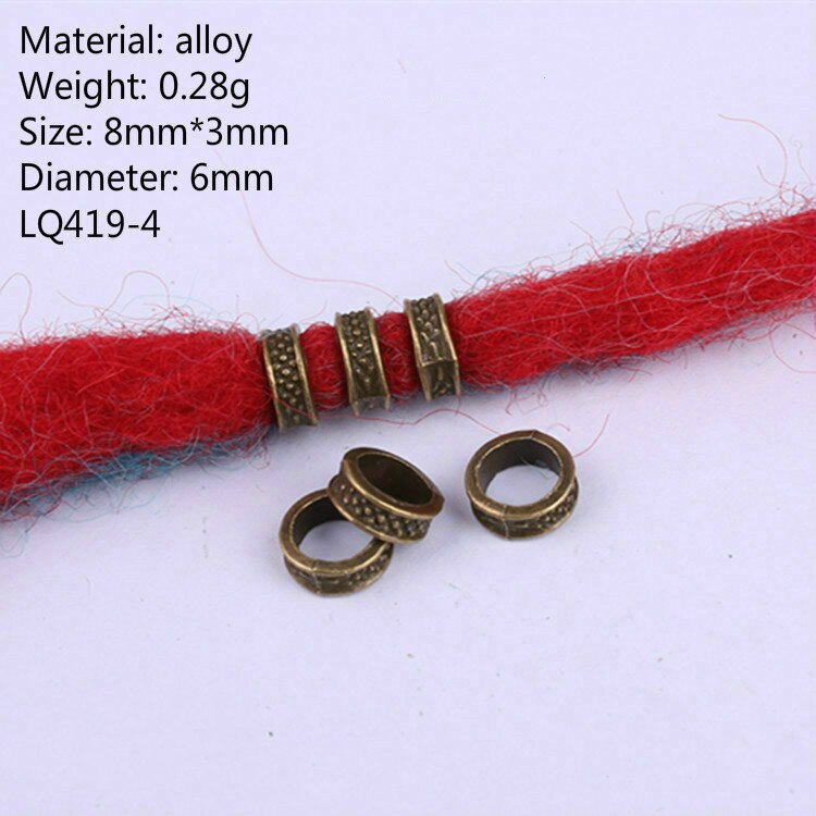 5 stk retro sølvfarvet guld farve hår flet ring tilbehør klips til kvinder piger dreadlocks perler cirkel styling værktøj hul 5-7mm: Nr. .3