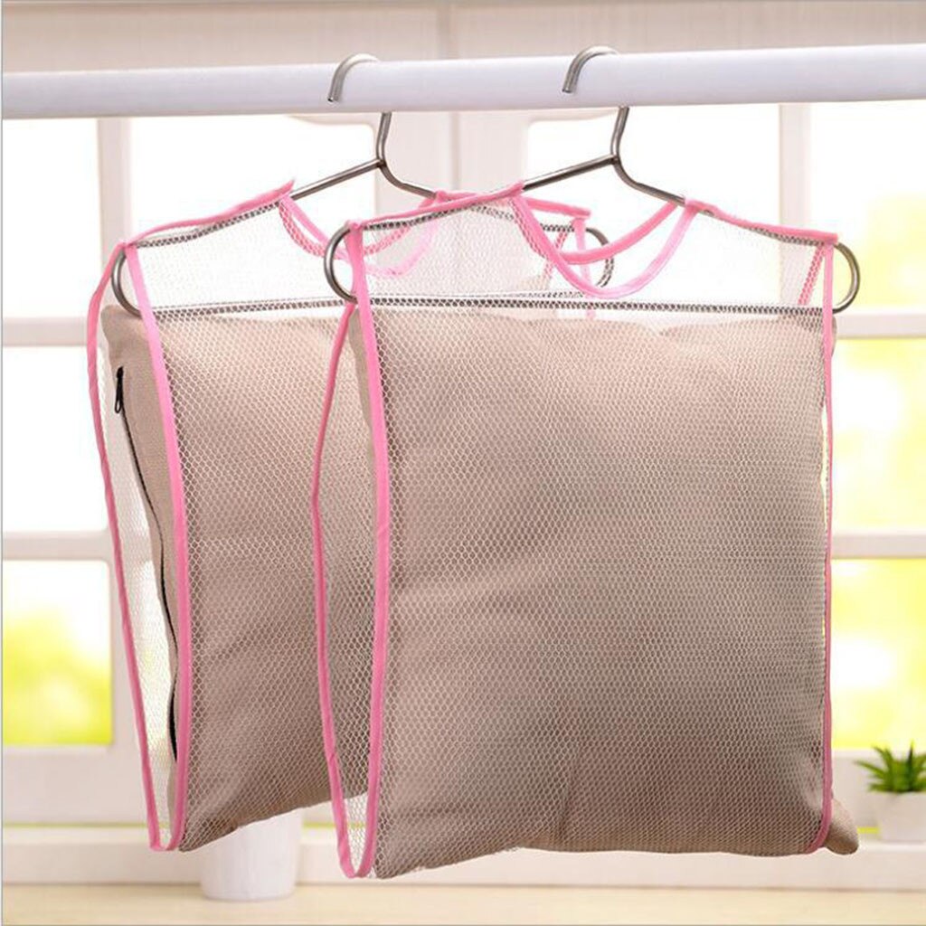 2Pcs Net Mesh Bag Drying Pillow Hanger Laundry Rack Multifunction Pillow Drying household accessories