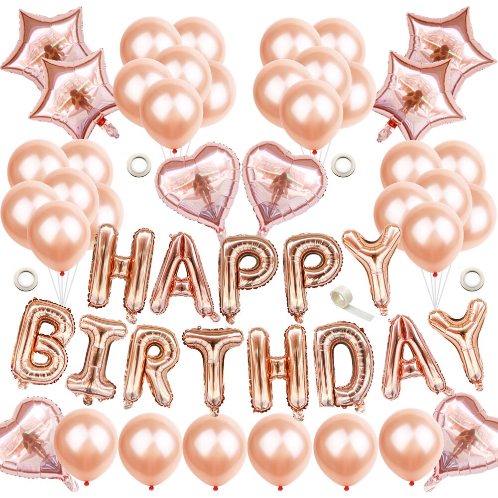1Set lettre joyeux anniversaire ballon fête d'anniversaire décoration enfants événement fournitures ballons d'air bébé douche feuille Balon Alphabet
