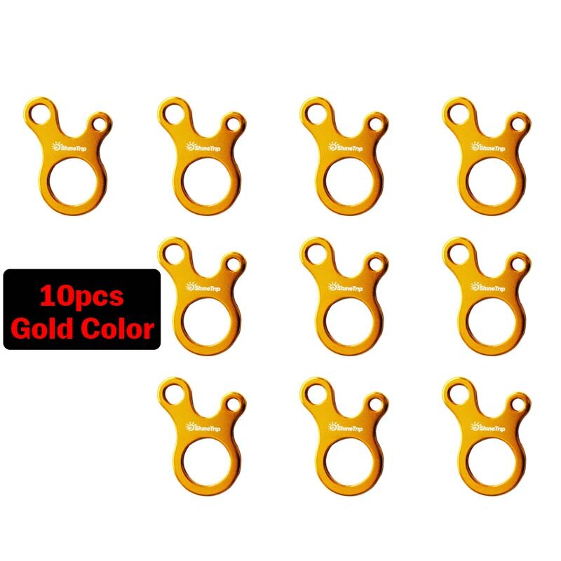 10 Stuks Tent Wind Touw Knoop Gesp 3-Gat Anti-Slip Outdoor Camping Wandelen Tent Cord Touw Aanscherping haak Touw Knoop Gespen: Gold Color(10pcs)