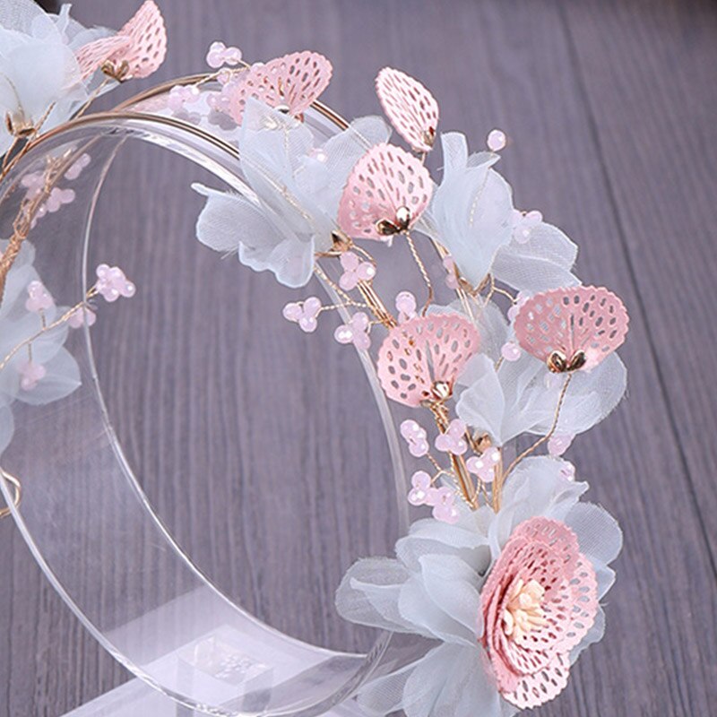 FORSEVEN Chinese Dress Headdress Set Flowers Crystal Hairband Long Fairy Tassels Dangle Earrings Bridal Wedding Jewelry Sets