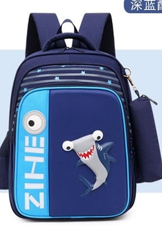 3D Flamingo Cartoon Schooltassen Voor Meisjes Jongens Haai Rugzak Kinderen Orthopedische School Rugzakken Mochila Escolar: sky blue 2