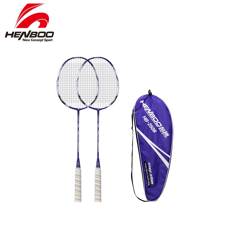 HENBOO Badminton Racket Set Carbon And Aluminum Family Double Badminton Racket Lightest Standard Use Badminton 2508