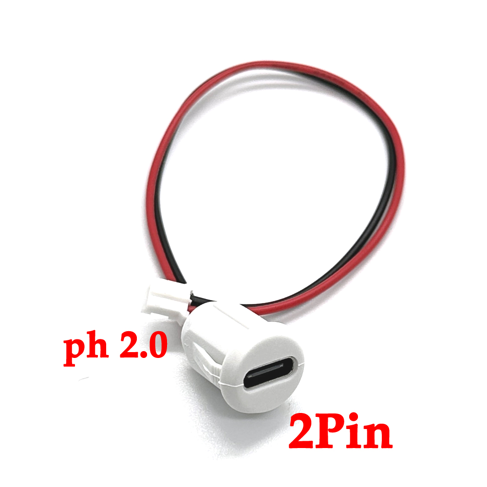 10 stk. usb -c 2 -bens 4 -bens højstrøms cc hurtigopladningsstik med  ph2.0 trykplade type-c hun vandtæt stik: Lavendel