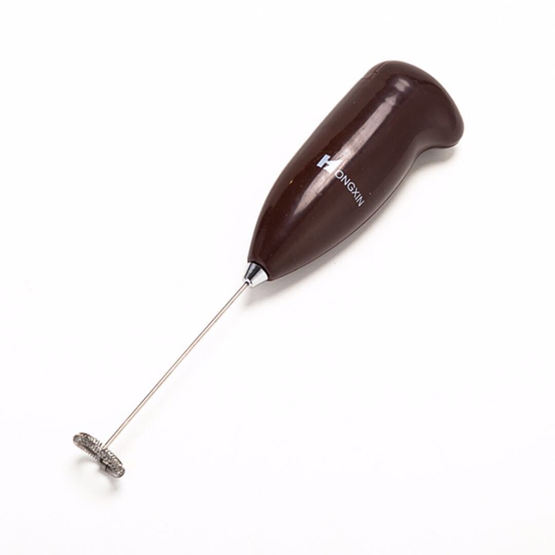 Elektrische Melkschuimer Drink Koffie Whisk Mixer Eiklopper Frother Koffie Cappuccino Mini Handvat Stirrer Keuken Koken Tool: Brown