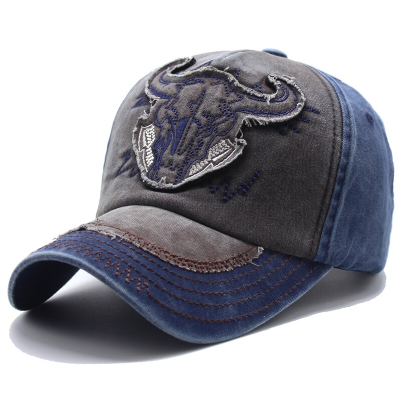 Tjurhuvud djur broderad basebollkeps unisex hatt basebollkeps svart gammaldags utomhusklubb herrhatt sommar
