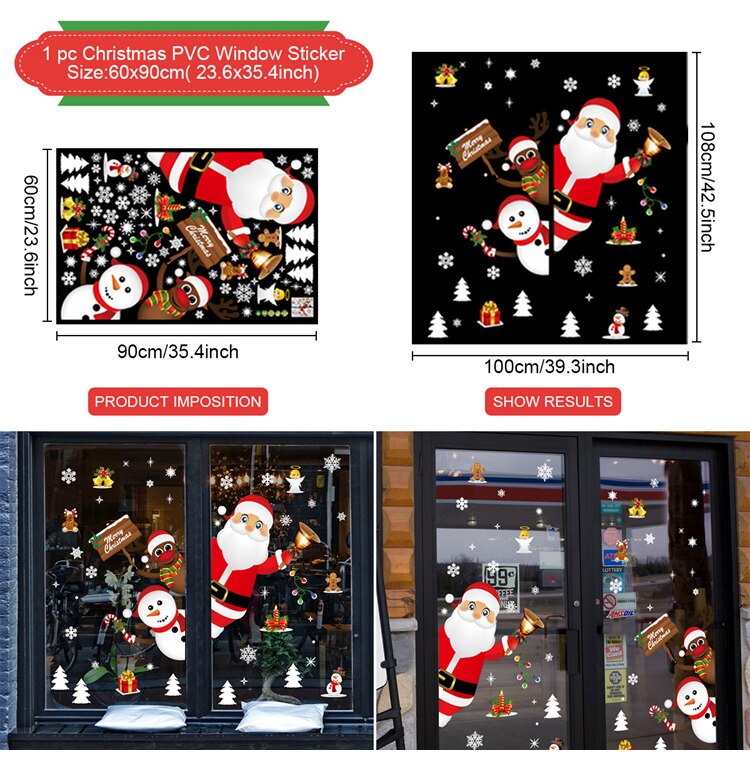 Pegatinas navideñas para pared, calcomanías para Festival de ventana, Papá Noel, muñeco de nieve, decoraciones navideñas para el hogar, adornos de Navidad y Año: Window Sticker 1