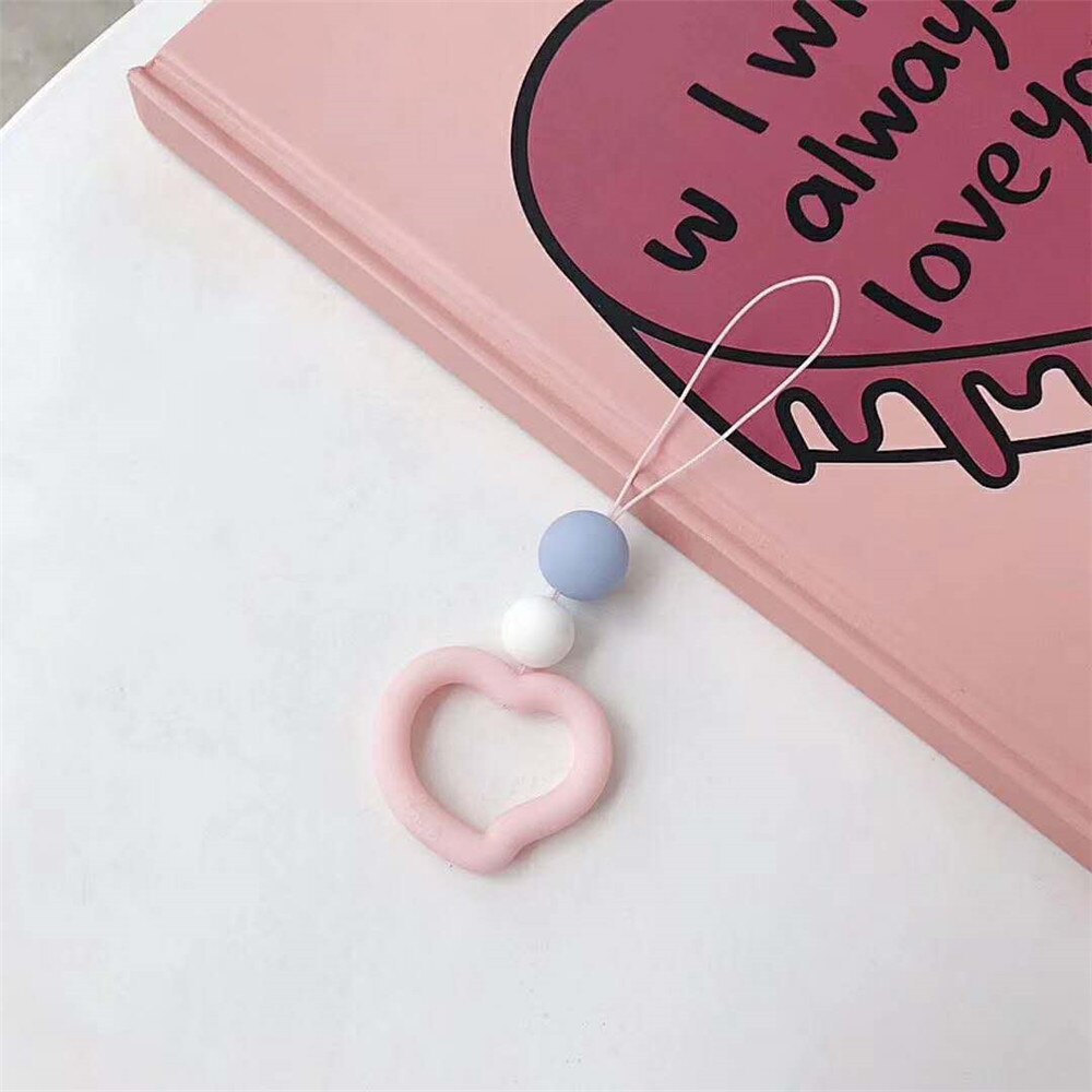 Silicone coração amor macaron laço telefone macio original para iphone kawaii bonito universal anel do telefone móvel pulseira de dedo charme