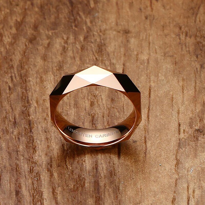 Trendy Rose Gold Colors Rhombus Ring Tungsten Carbide Wedding Ring For Men Size 6 to 11