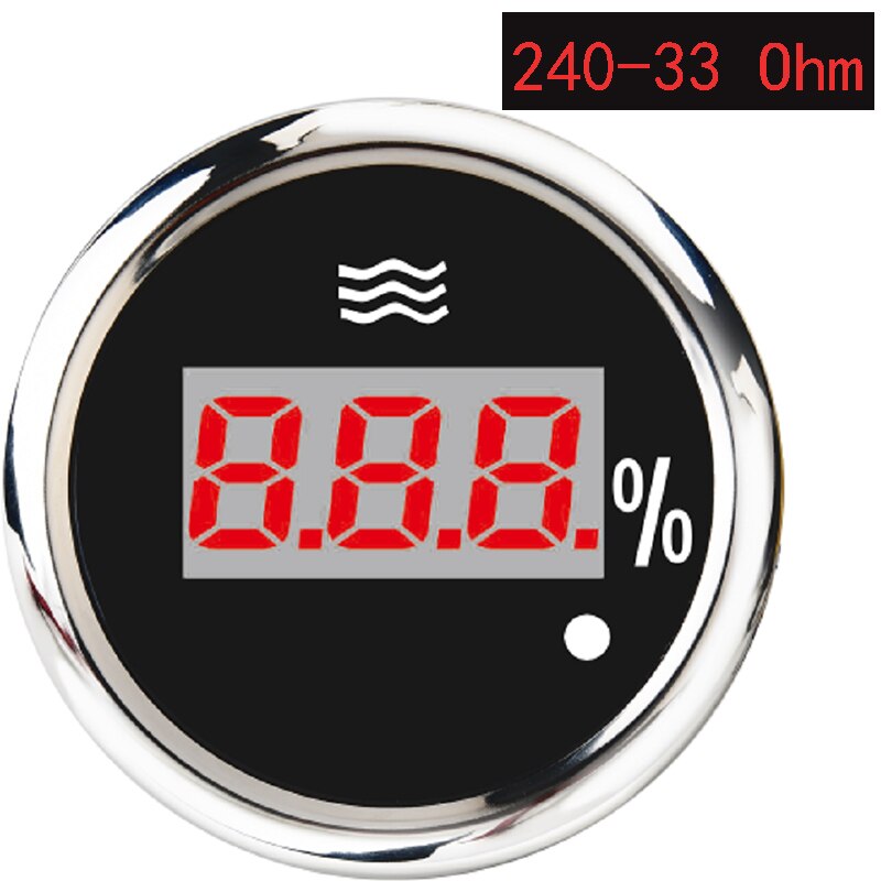 Jauge de niveau d'eau numérique Marine 0-190 Ohm/ 240-33 Ohm indicateur de niveau d'eau de bateau 12V/24V avec alarme adaptée pour Yacht de voiture: BS 240-33ohm